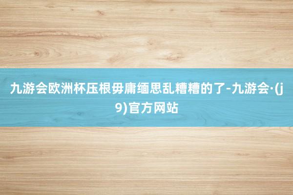 九游会欧洲杯压根毋庸缅思乱糟糟的了-九游会·(j9)官方网站